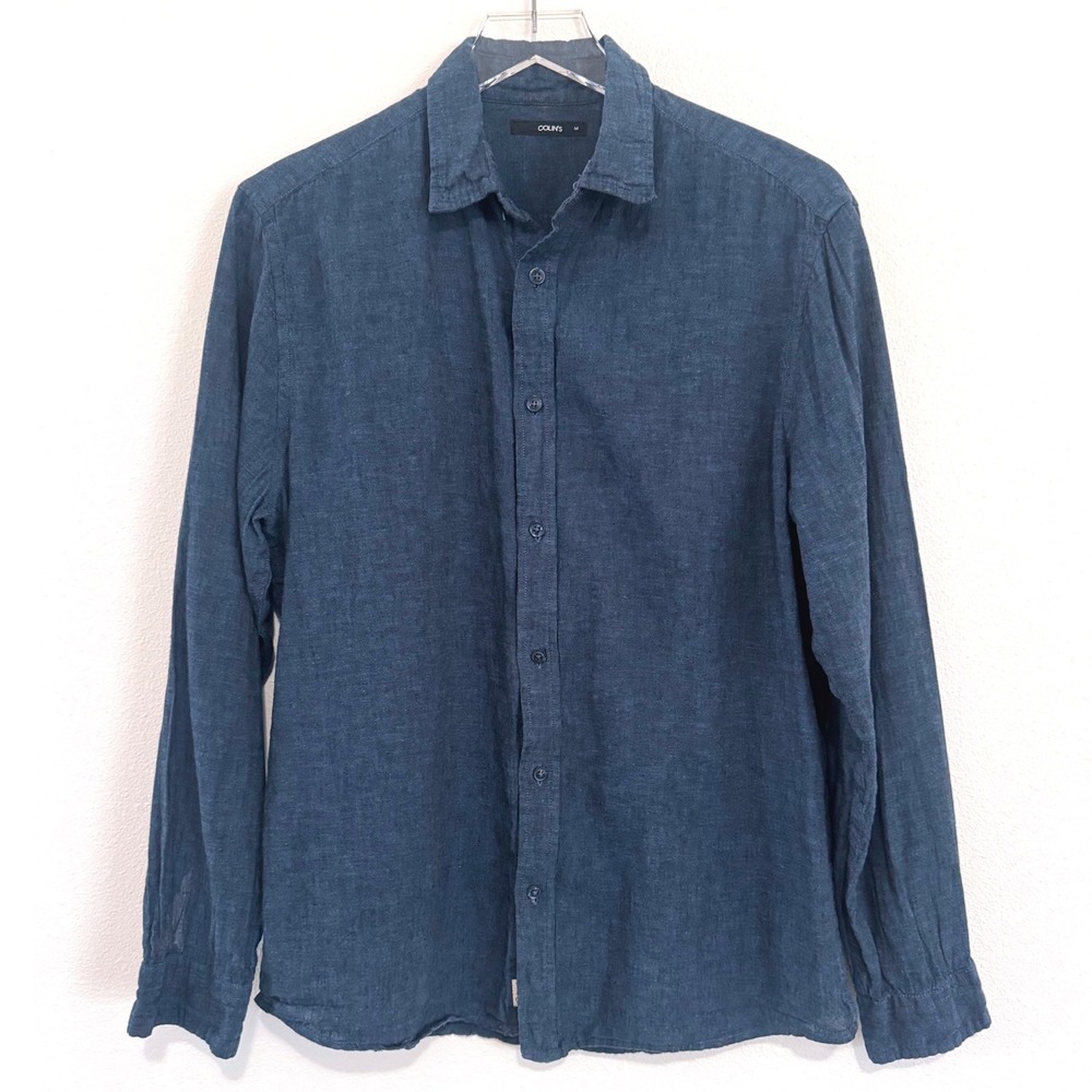 Colin's | Men's Navy Blue Long-Sleeve Linen Shirt – Regular Fit